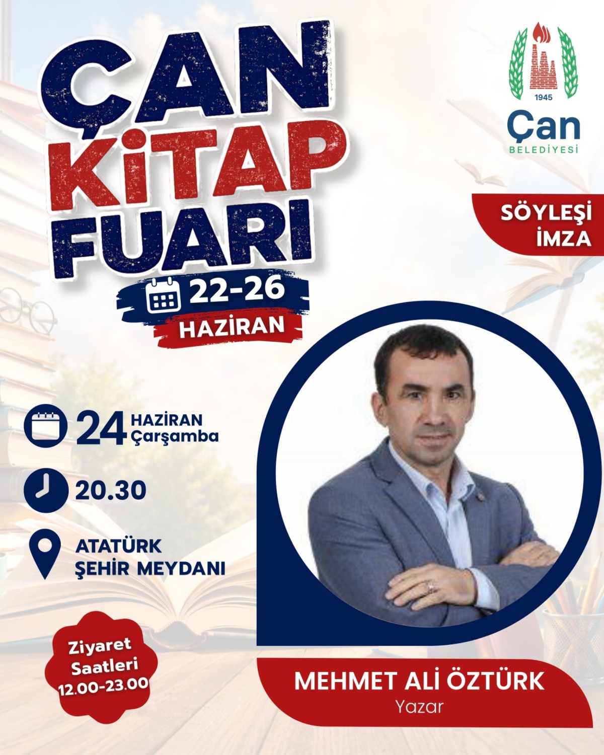 Yazarımız Mehmet Ali Öztürk, Çan Kitap Fuarı’nda Okurlarıyla Buluşacak