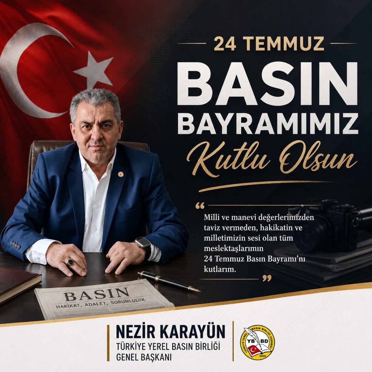 TYBB Genel Başkanı Karayün’den 24 Temmuz Basın Bayramı Mesajı