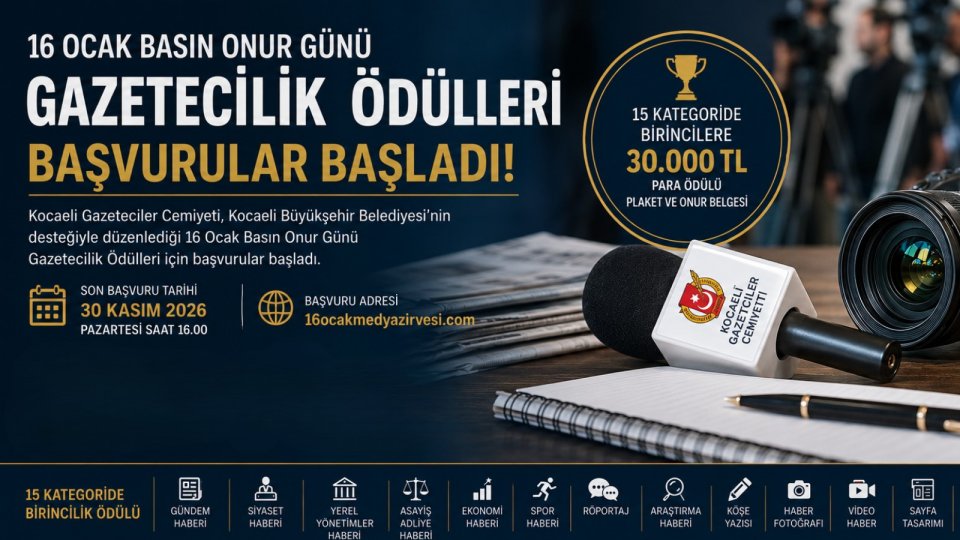 16 Ocak Basın Onur Günü Gazetecilik Ödülleri İçin Başvurular Başladı
